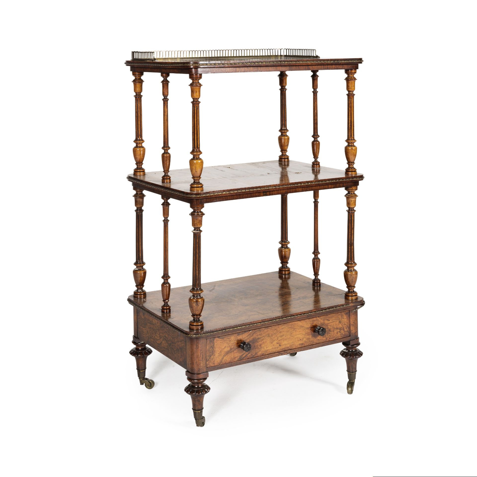 Petit meuble anglais d'&#233;poque Victorienne, de Gillow & Co, en ronce de noyer et bronze dor&...