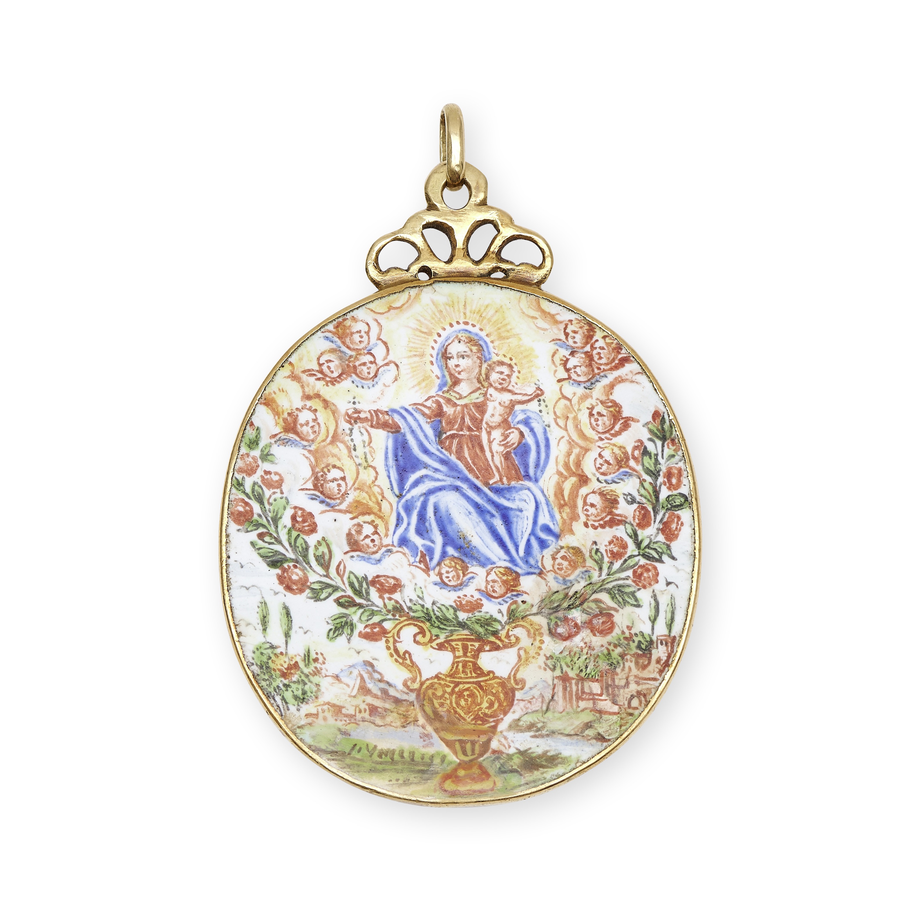 Pendentif religieux en &#233;mail, deuxi&#232;me moiti&#233; XVIIe si&#232;cleA religious enamel...