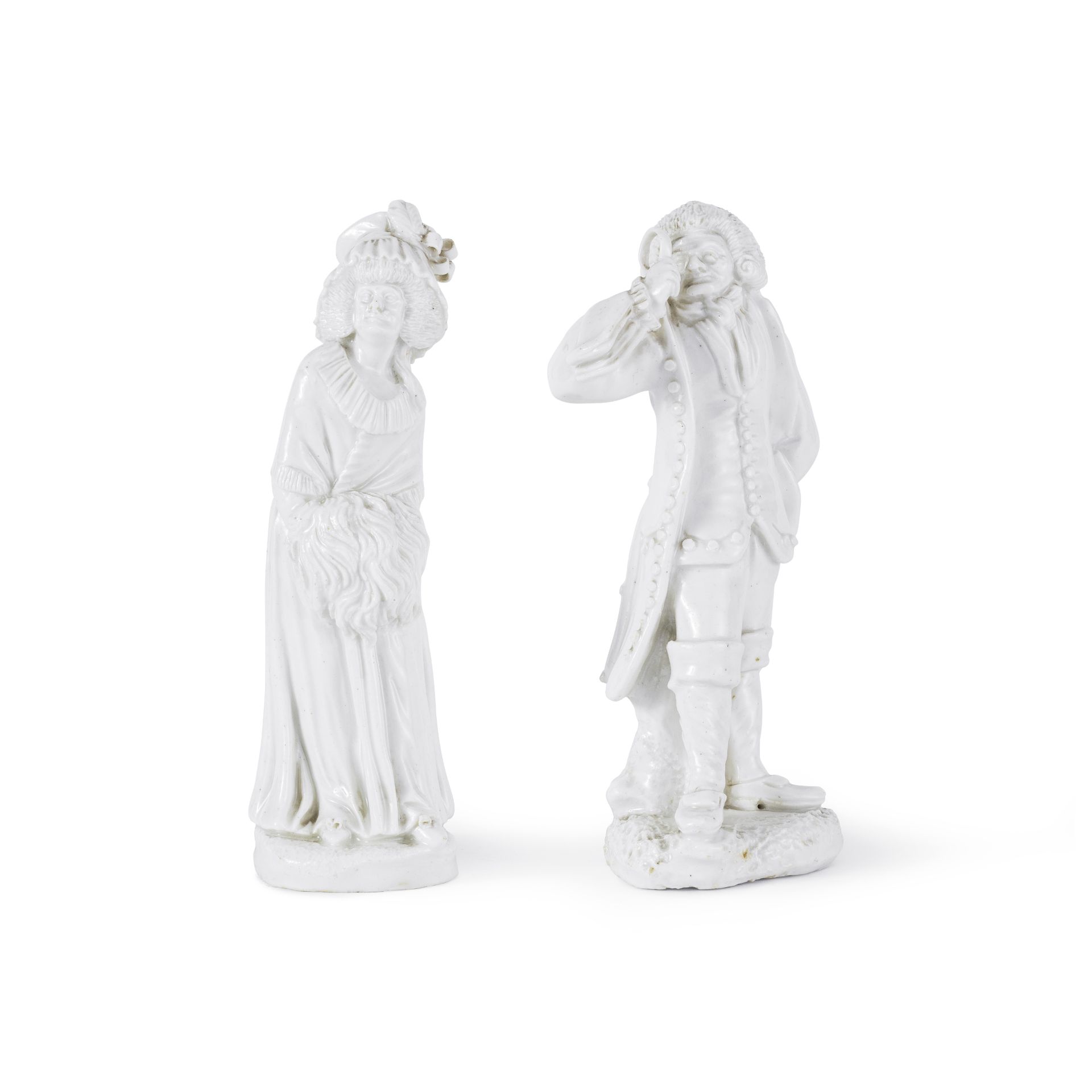 Deux statuettes blanches napolitaines, Real Fabbrica Ferdinandea, repr&#233;sentant une dame et ...