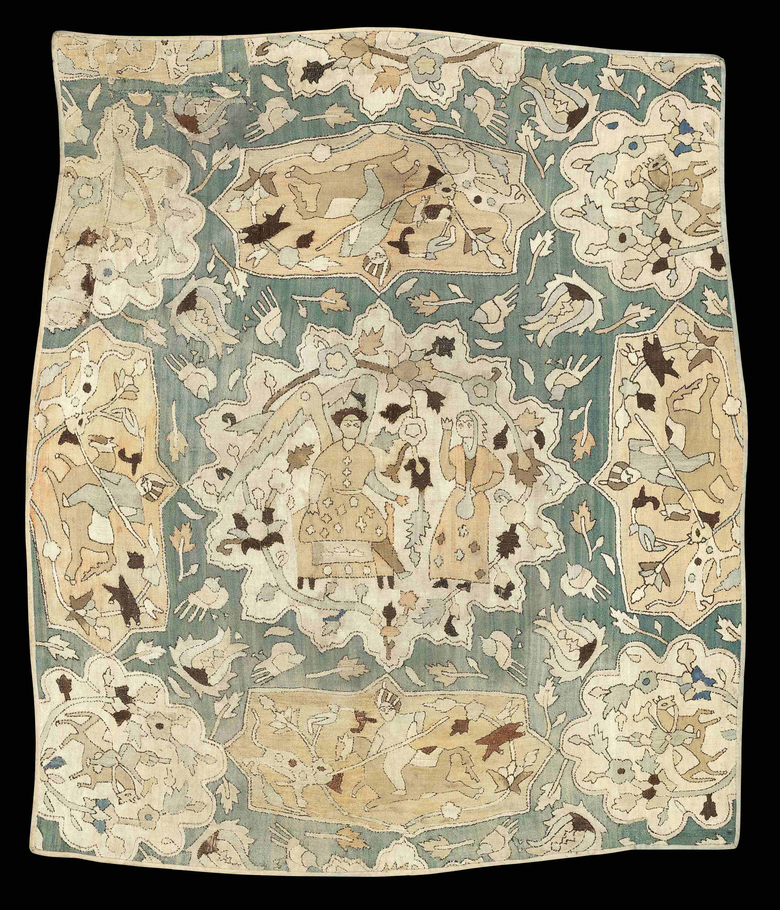 Rare panneau Safavide en cotton brod&#233;, XVIe/ XVIIe si&#232;cleA rare Safavid embroidered co...