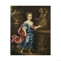 Entourage de Charles D'Agar (Paris 1669-1723 Londres) Portrait d'une fillette pr&#232;s d'une fo...