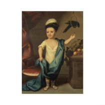 John Theodore Heins Senior (1697-1756 Norwich) Portrait de jeune gar&#231;on qui nourrit son per...