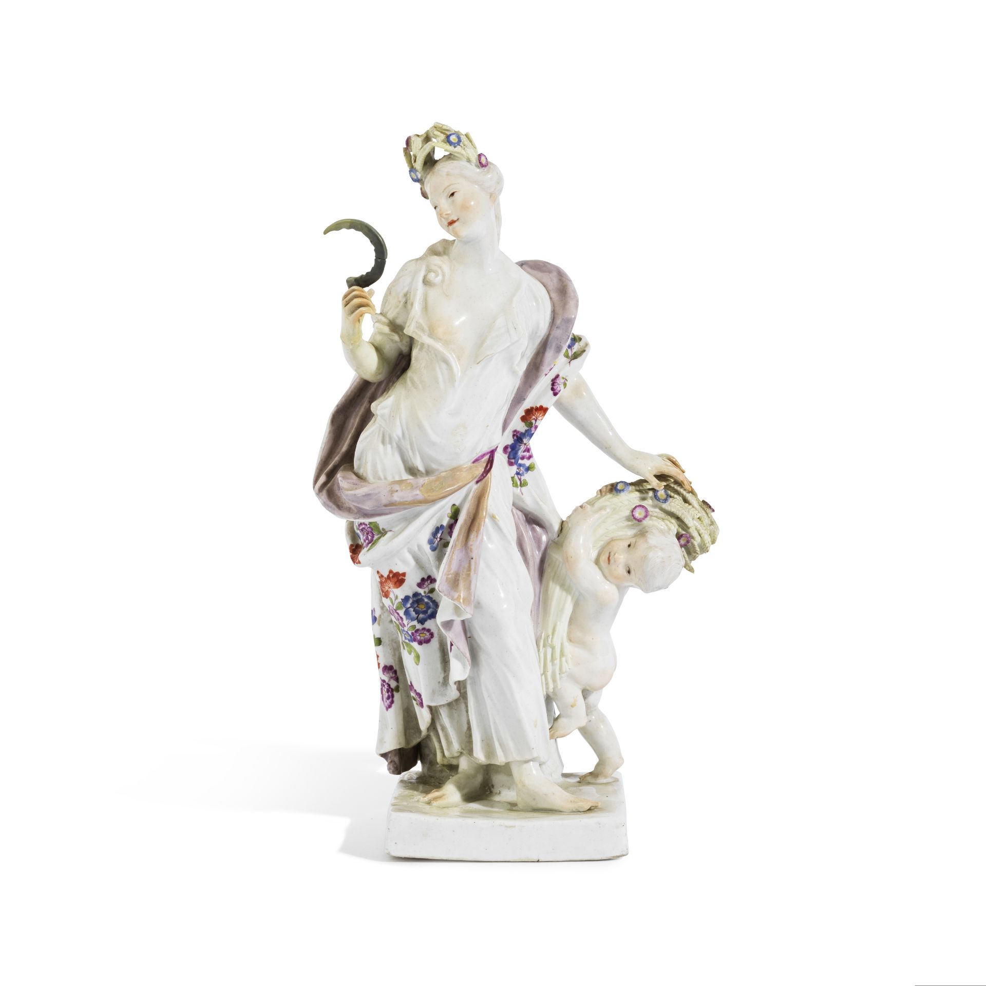 Grande statuette en porcelaine de Meissen repr&#233;sentant une allegorie de l'&#201;t&#233;, ci...