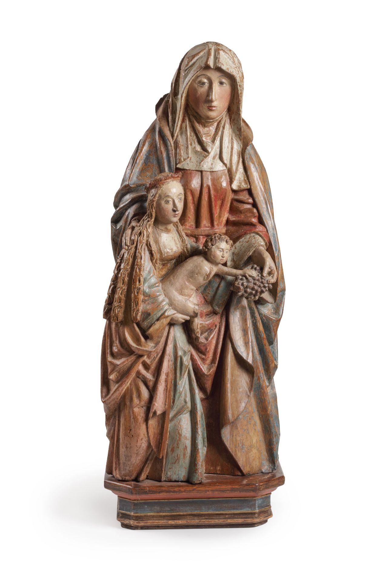 Groupe en bois peint polychrome repr&#233;sentant Saint Anne TrinitaireFlandres, Brabant?, vers ...