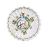 Plat rond polylob&#233; en majolique de Faenza, circa 1740A Faenza maiolica lobed circular dish,...