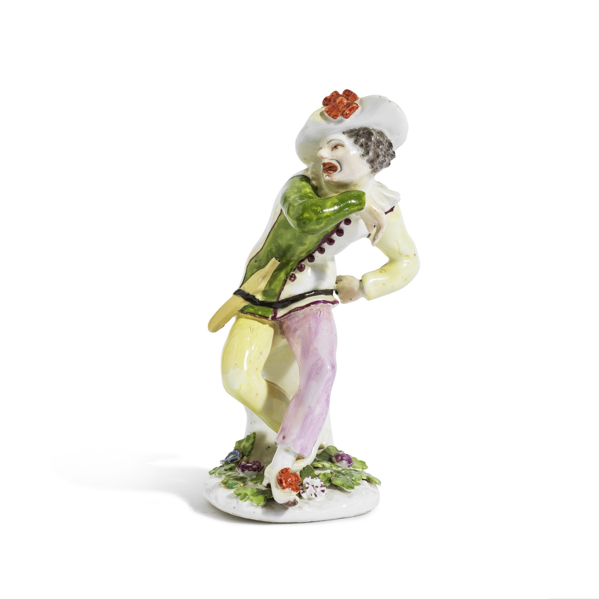 Statuette en porcelaine de Meissen repr&#233;sentant Arlequin effray&#233;, milieu du XVIIIe si&...