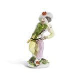 Statuette en porcelaine de Meissen repr&#233;sentant Arlequin effray&#233;, milieu du XVIIIe si&...