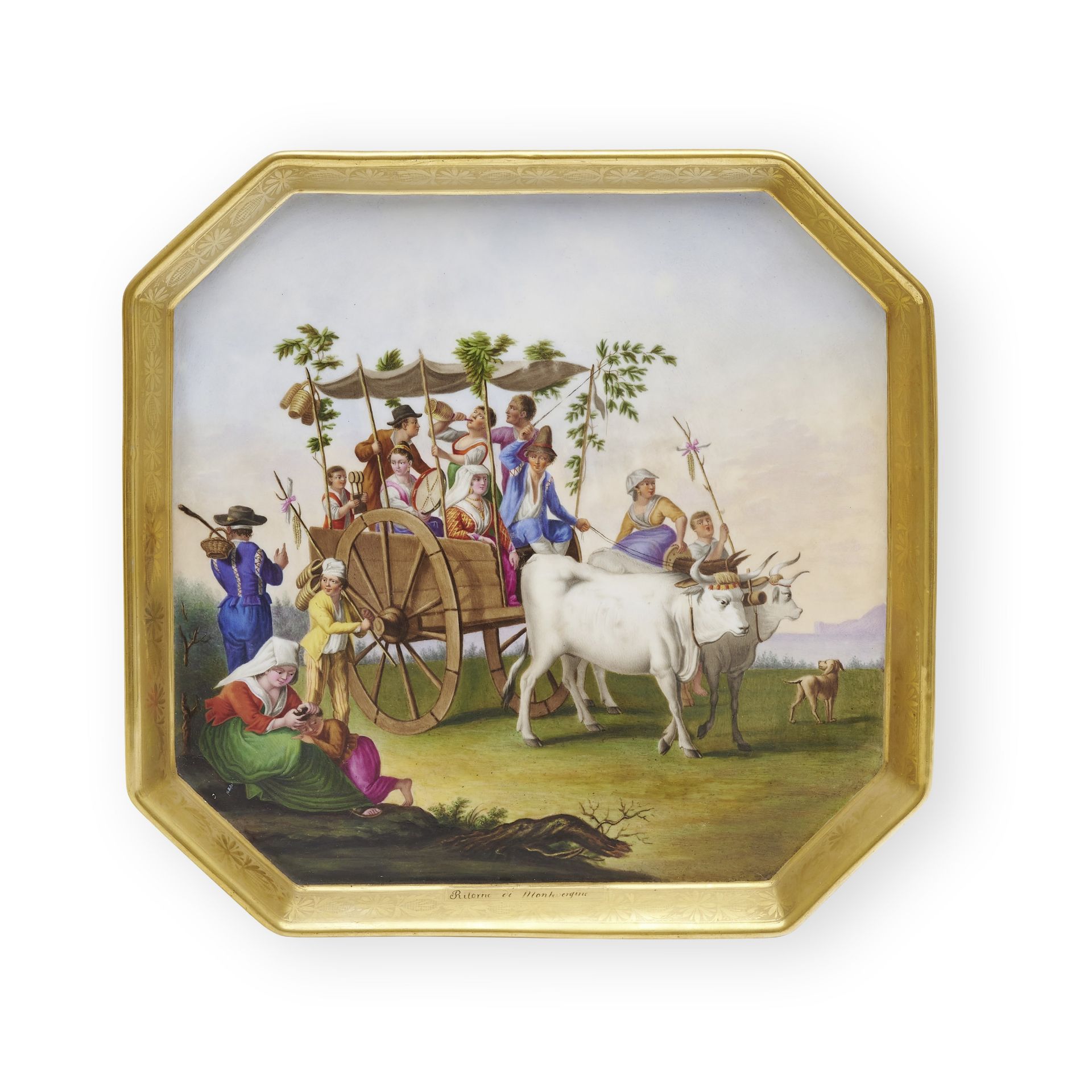 Grand plateau napolitain, Poulard Prad, circa 1830-35A large Naples, Poulard Prad tray, circa 18...