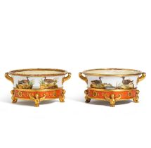 Paire de seaux &#224; gl&#226;ce ornithologiques de Paris, circa 1810A pair of Paris porcelain o...