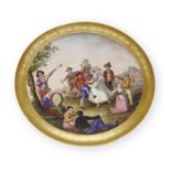 Grand plateau oval napolitain, Poulard Prad, circa 1830-35A large oval Naples, Poulard Prad tray...