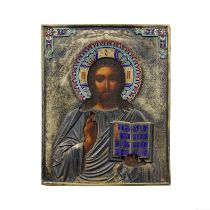 L'ic&#244;ne du Christ pantocratorIcon of Christ Pantocrator maker's mark in Cyriilic 'AZ', 1878...