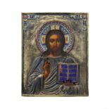 L'ic&#244;ne du Christ pantocratorIcon of Christ Pantocrator maker's mark in Cyriilic 'AZ', 1878...