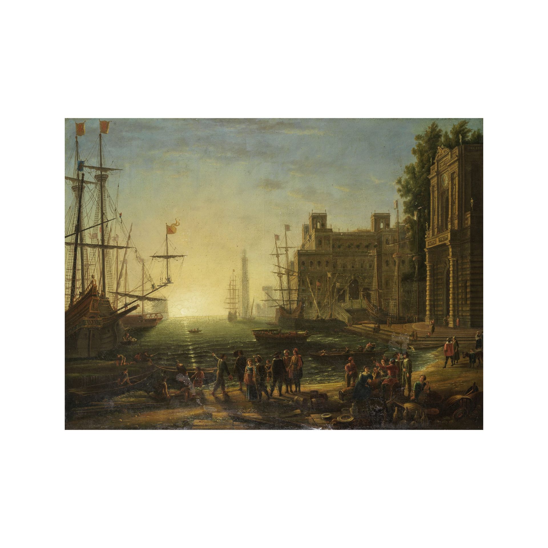 D'apr&#232;s Claude Gel&#233;e, dit Claude Lorrain, XVIIIe si&#232;cle Port de mer avec Villa M&...