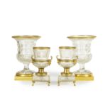 Deux paires de vases de style Empire en cristal taill&#233; et ornementation de bronze dor&#233;...