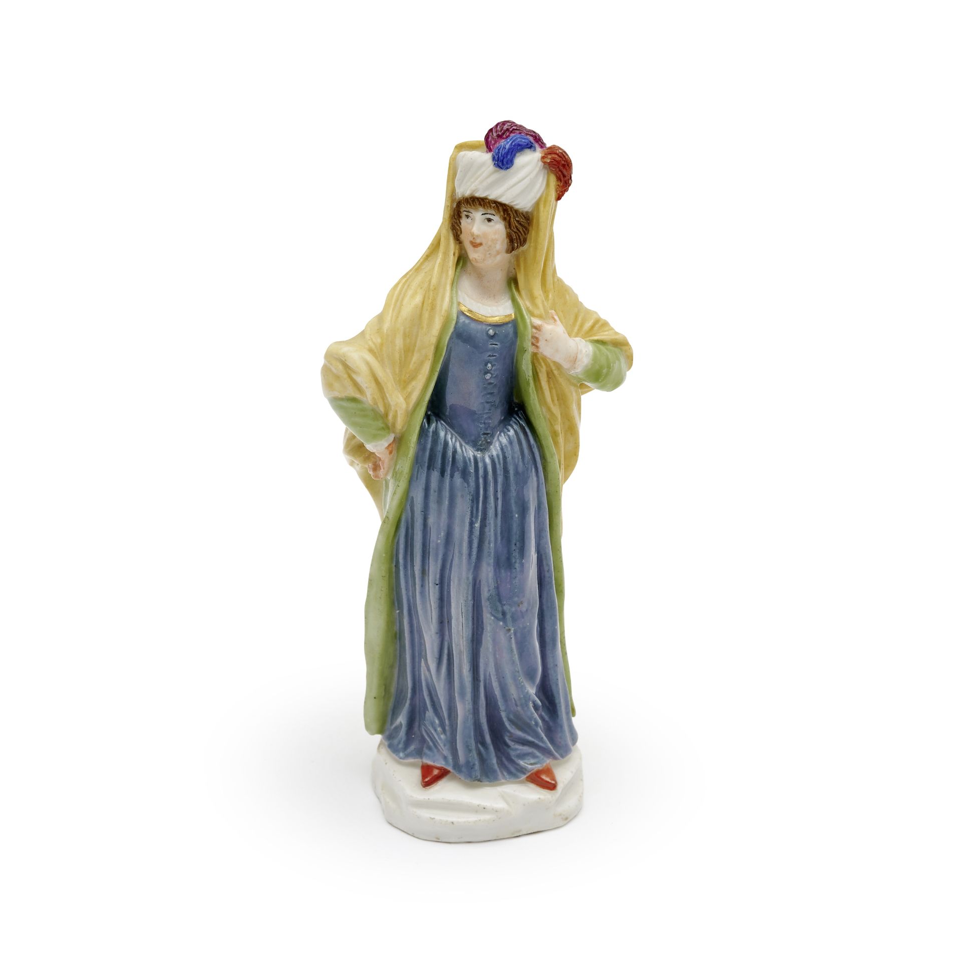 Statuette napolitaine, Real Fabbrica Ferdinandea, repr&#233;sentant une femme portant une robe t...