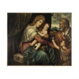 Niccol&#242; Frangipane (Tarcento 1555-1600) Sainte Famille avec Saint Jean Baptiste