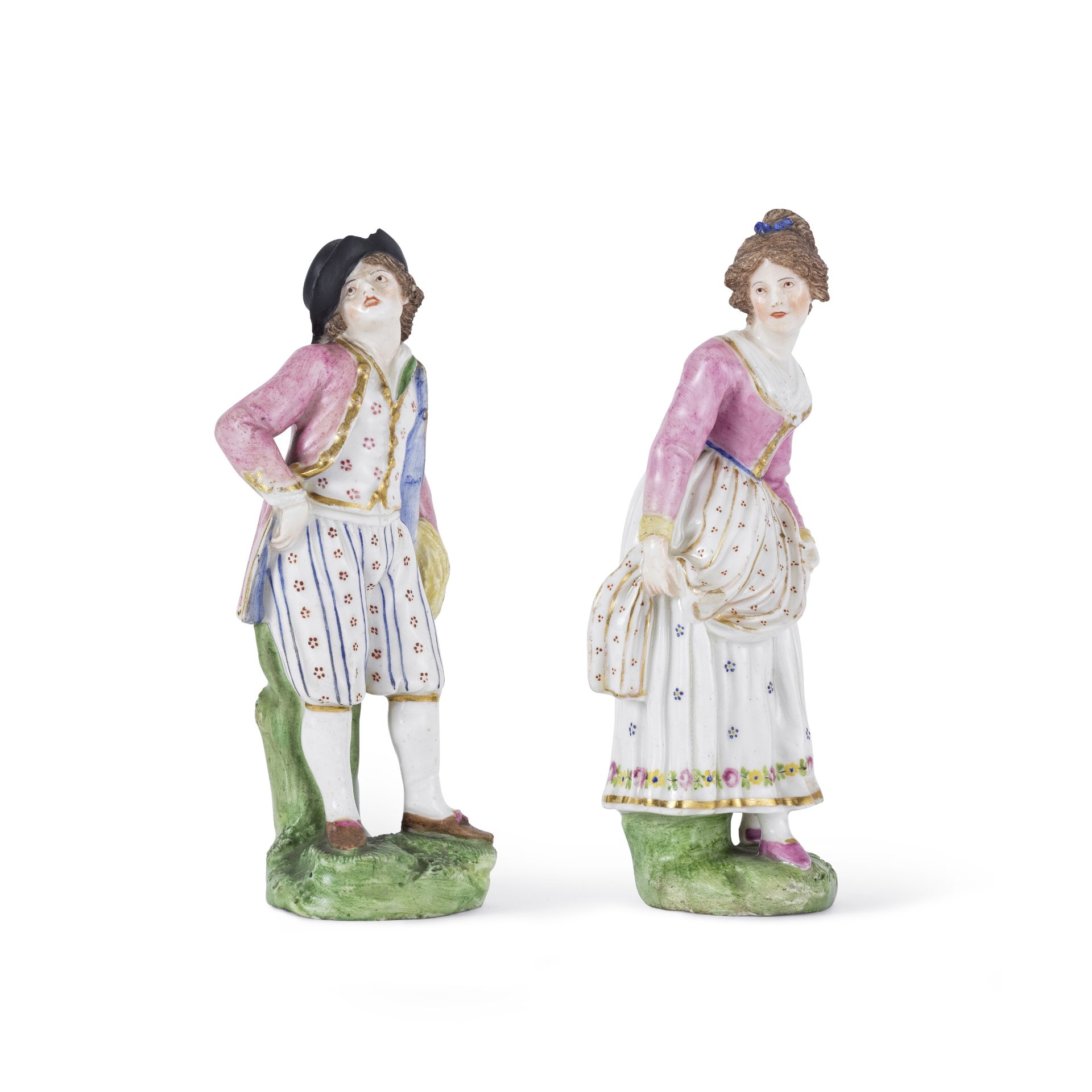 Deux statuettes napolitaines, Real Fabbrica Ferdinandea, repr&#233;sentant une dame et un gentil...