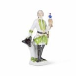 Statuette en porcelaine de Meissen repr&#233;sentant un fauconnier, circa 1745A Meissen figure o...
