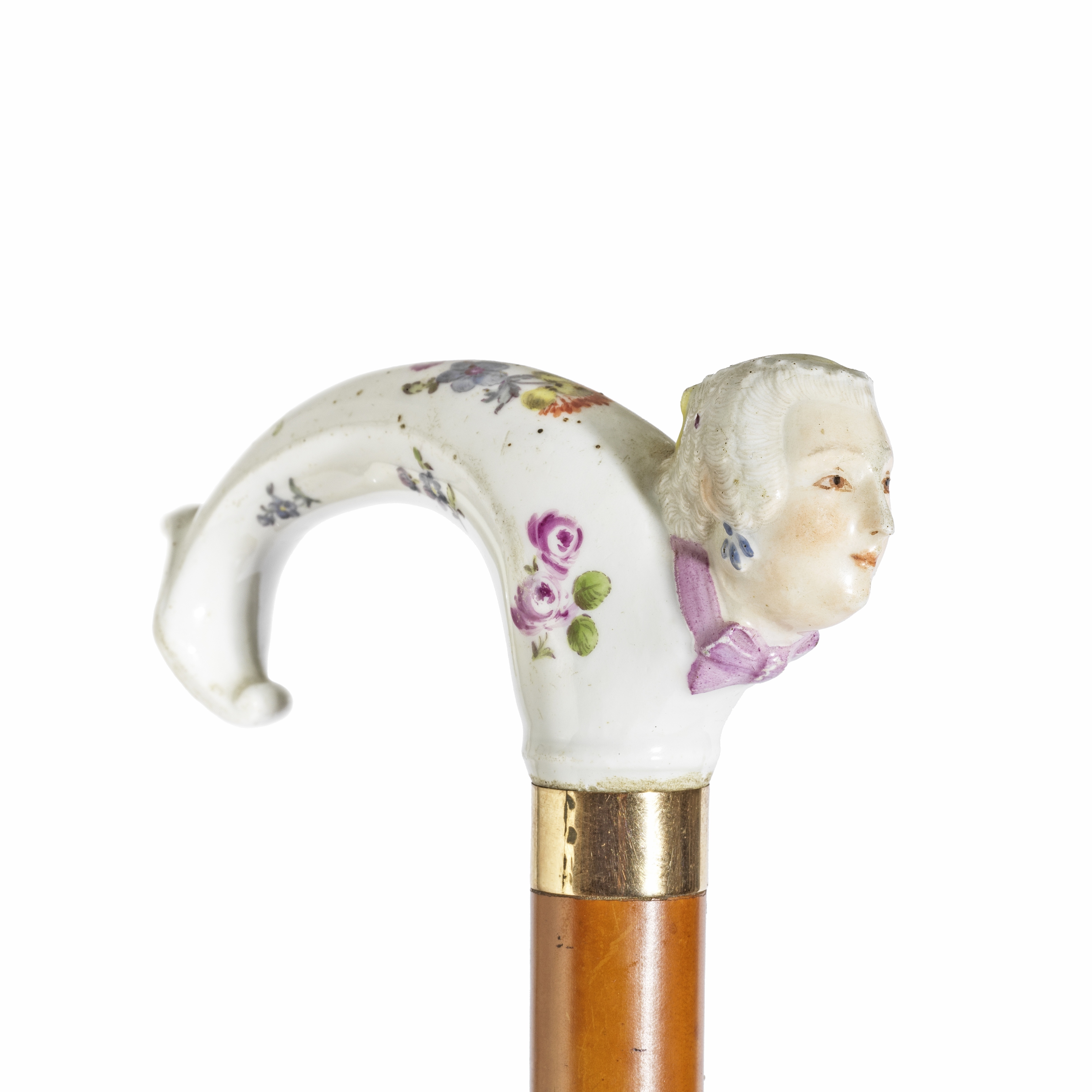 Poign&#233;e de canne en porcelaine de Meissen, circa 1760-70A Meissen cane handle, circa 1760-70