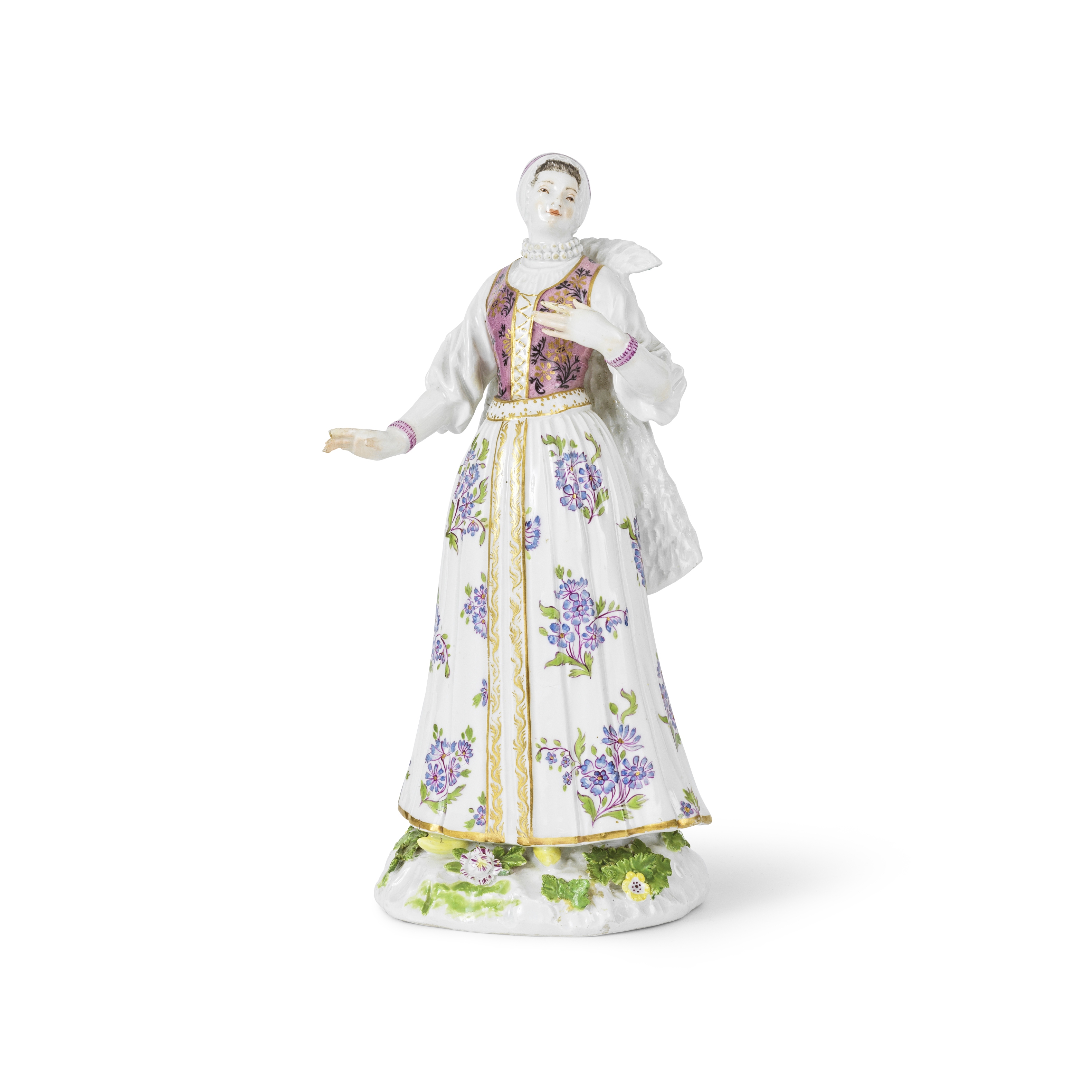 Statuette en porcelaine de Meissen repr&#233;sentant une hongroise, circa 1750A Meissen figure o...