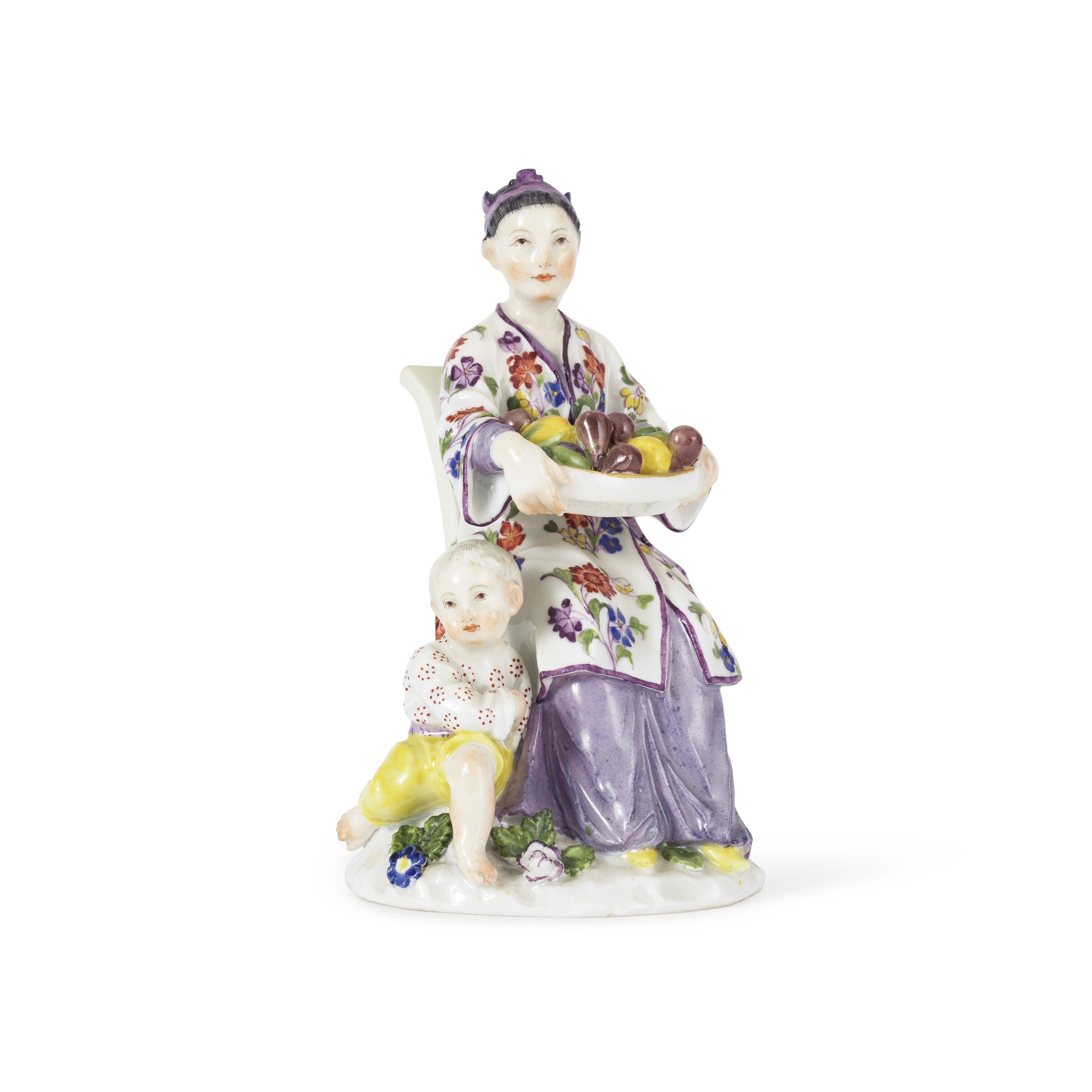 Rare groupe en porcelaine de Meissen r&#233;presentant une femme japonaise et son enfant, circa ...