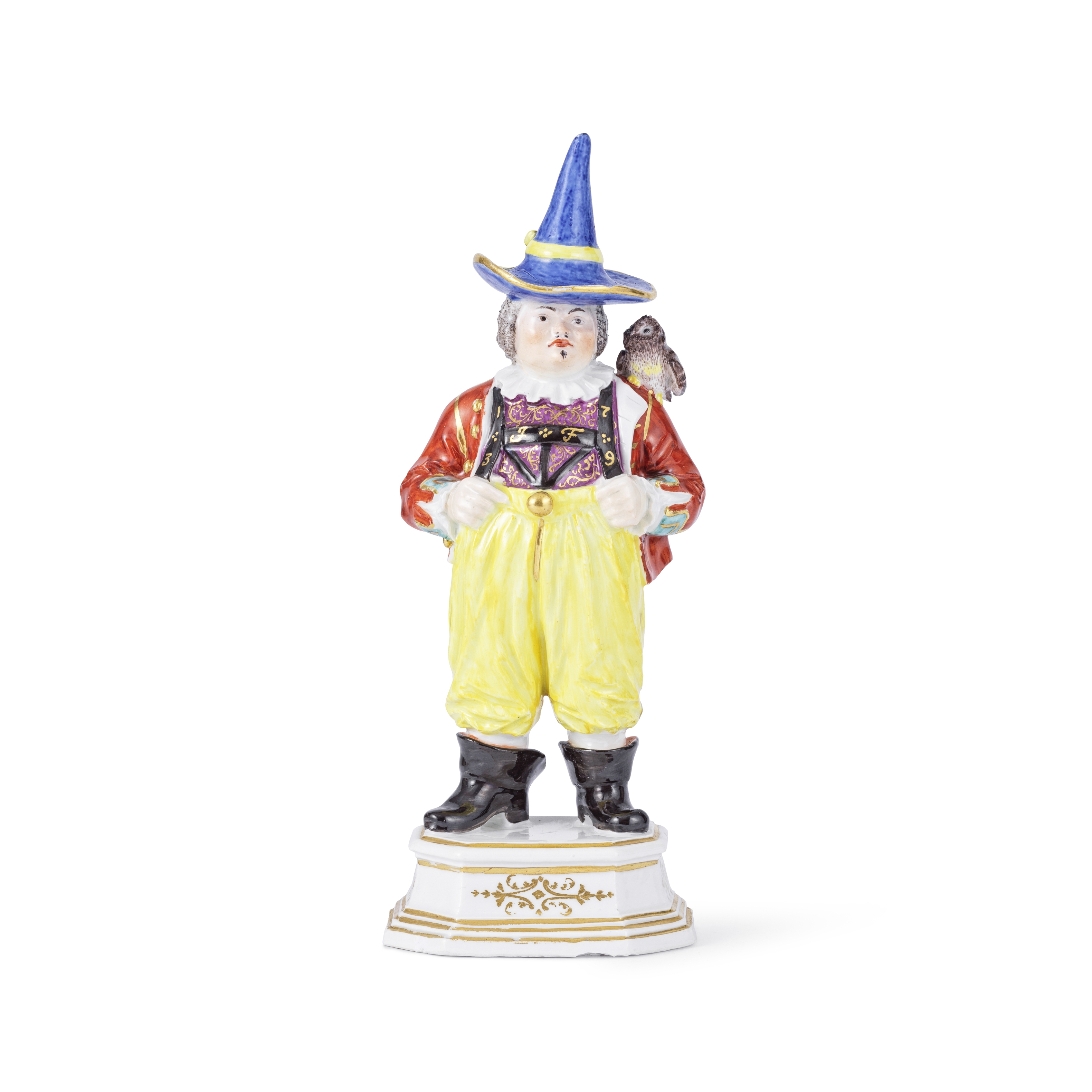 Rare statuette repr&#233;sentant le fou du roi (Hofnarr) Josef Fr&#246;hlich en porcelaine de Me...