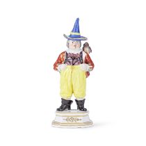 Rare statuette repr&#233;sentant le fou du roi (Hofnarr) Josef Fr&#246;hlich en porcelaine de Me...