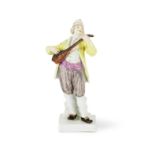 Statuette en porcelaine de Meissen r&#233;presentant un musicien grec, circa 1750A Meissen figur...