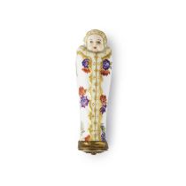 &#201;tui &#224; aiguilles en forme d'enfant dans ses langes (Wickelkind) en porcelaine de Meiss...