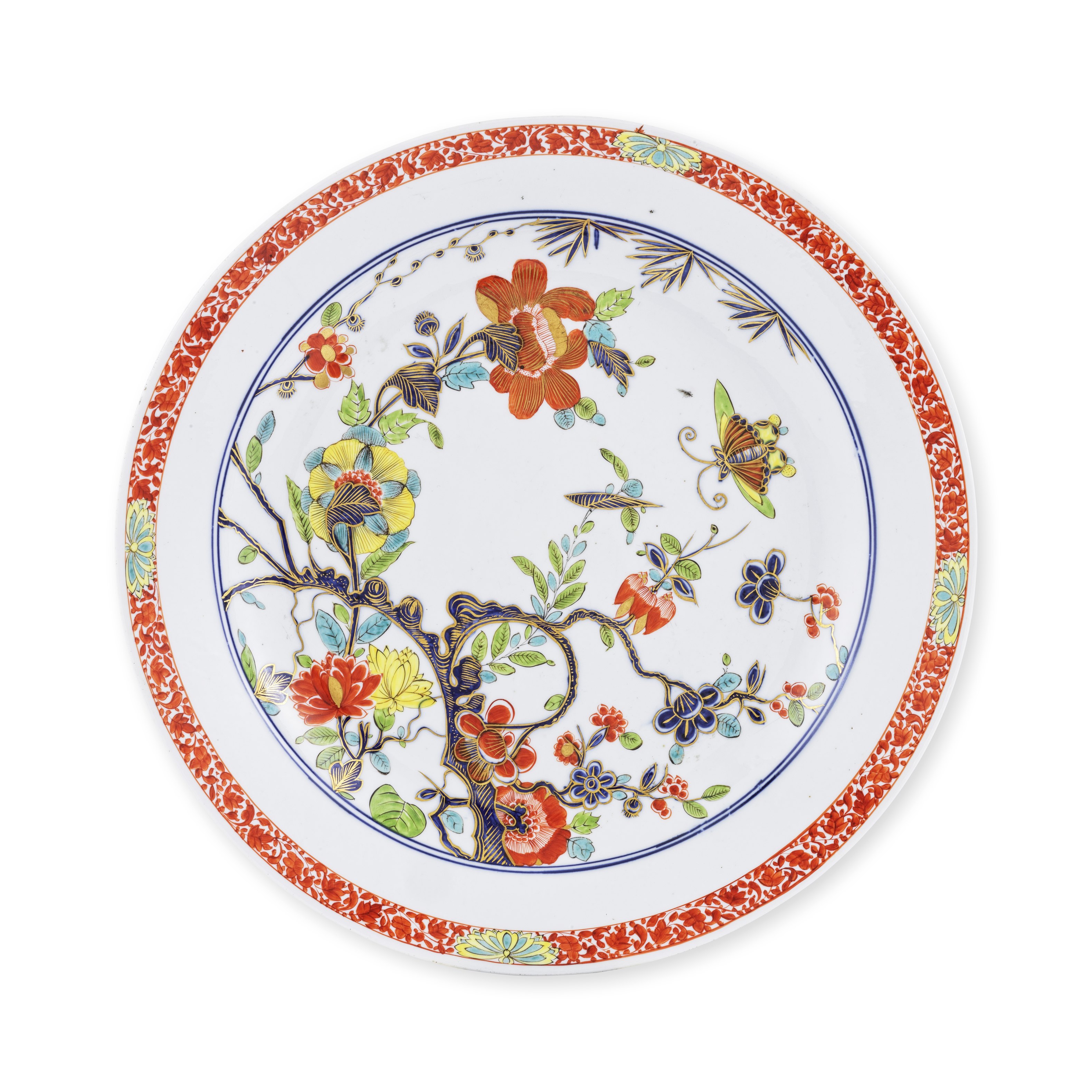 Grand et rare plat en porcelaine de Meissen, circa 1735A rare Meissen large dish, circa 1735
