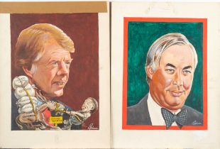 Vic Johnson (American), 20th century Set of Four Political Cartoons Four unframed cartoons depic...