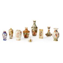 NINE MINIATURE SATSUMA VASES