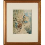 David Cox the Younger (British, 1808-1885) Crossing the Pyrenees framed 52.75 x 44.25 x 2 cm. (2...