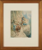 David Cox the Younger (British, 1808-1885) Crossing the Pyrenees framed 52.75 x 44.25 x 2 cm. (2...