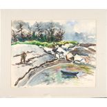 Edna L. Perkins (1907-1962) Two Watercolors Dory in Cove18 1/4 X 23 1/4 in.Two Dories17 3/4 x 22...