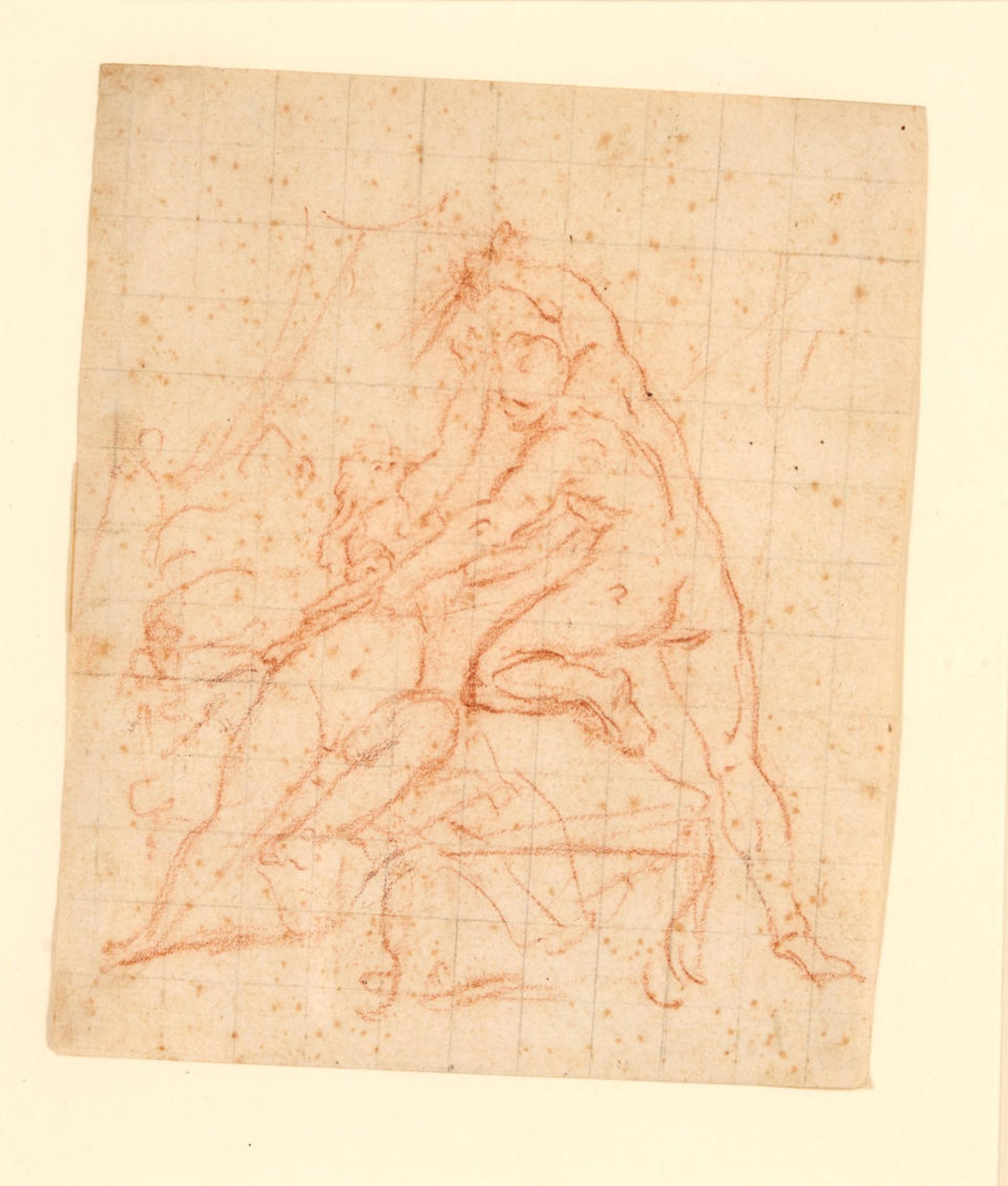 Italian School, 17th Century Study of a male nude attacking a female nude framed 39.67 x 32 x 2....