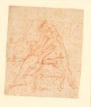 Italian School, 17th Century Study of a male nude attacking a female nude framed 39.67 x 32 x 2....