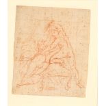 Italian School, 17th Century Study of a male nude attacking a female nude framed 39.67 x 32 x 2....