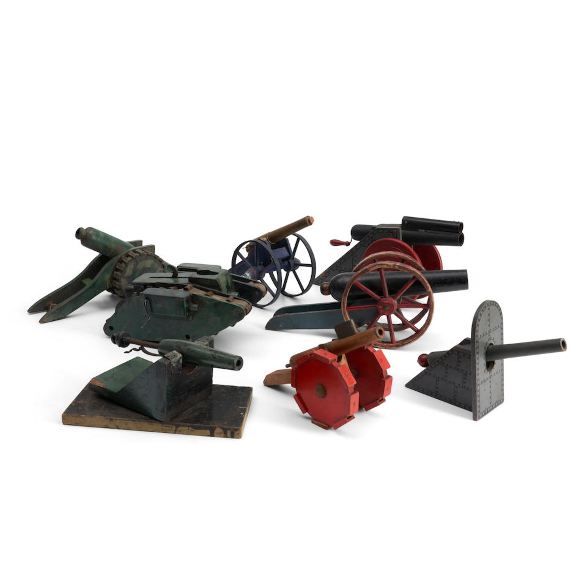 Eight Wooden Toy Cannons