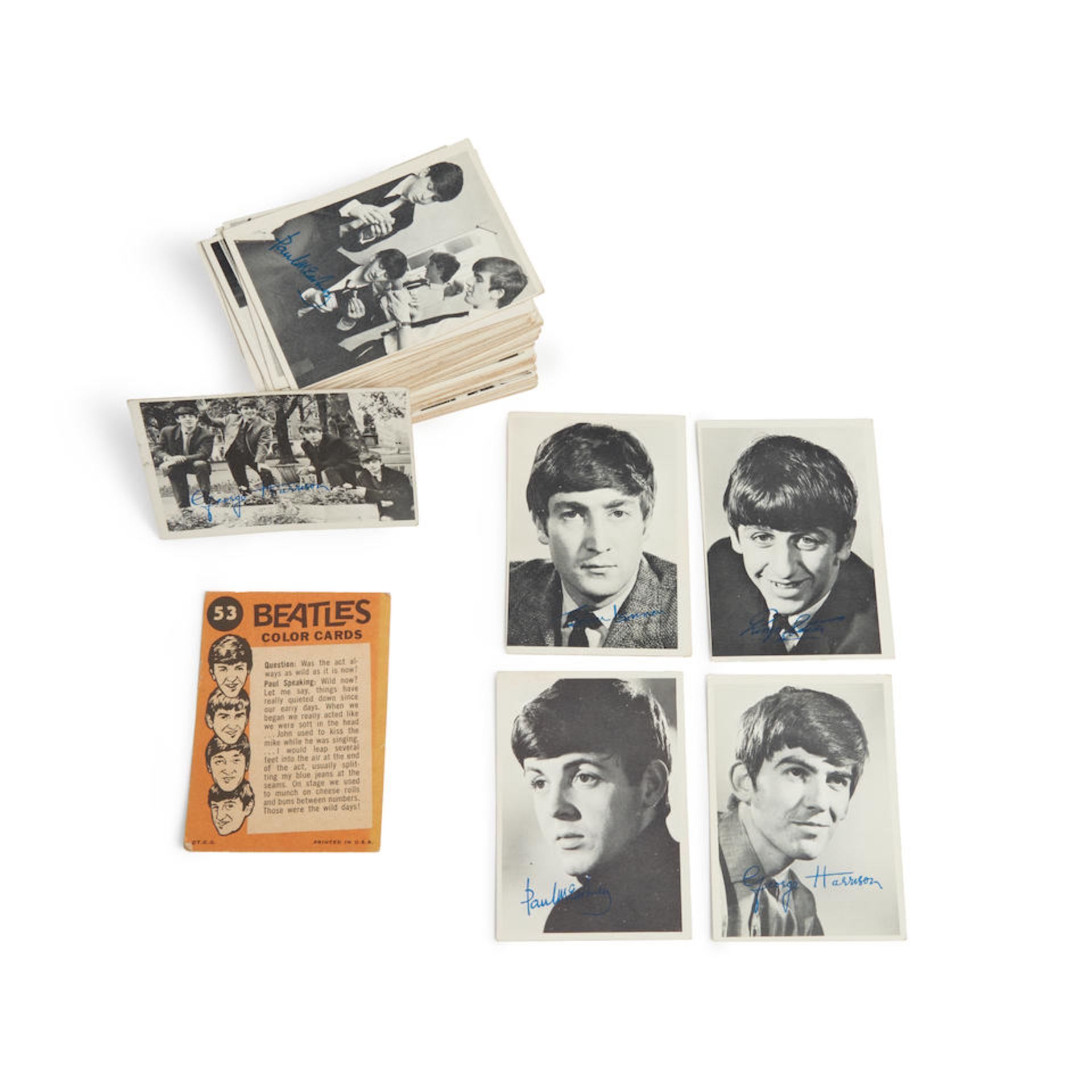 BEATLEMANIA. A group of Beatles photo cards.