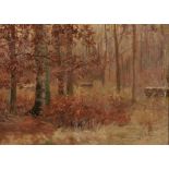 CHARLES ALBERT BURLINGAME (American, 0186-1930) The Woodlot (framed 17 1/2 x 13 1/2 x 1 in (44.5...