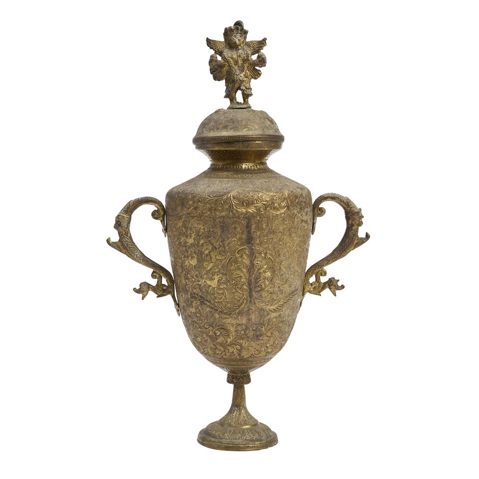 Incised Brass Urn