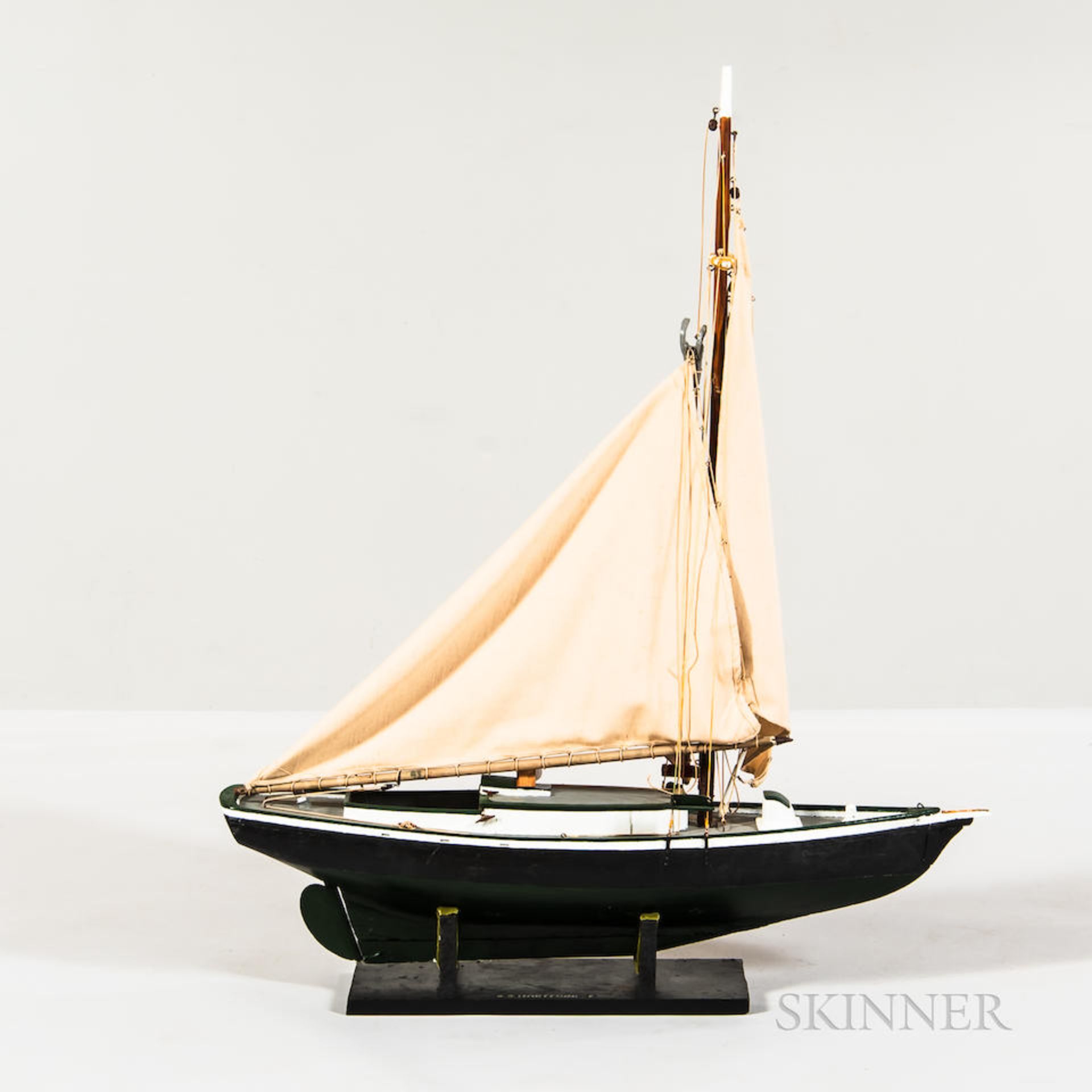Painted Wooden Sailboat Model