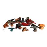 Thirteen Painted Wood Toy Cannons