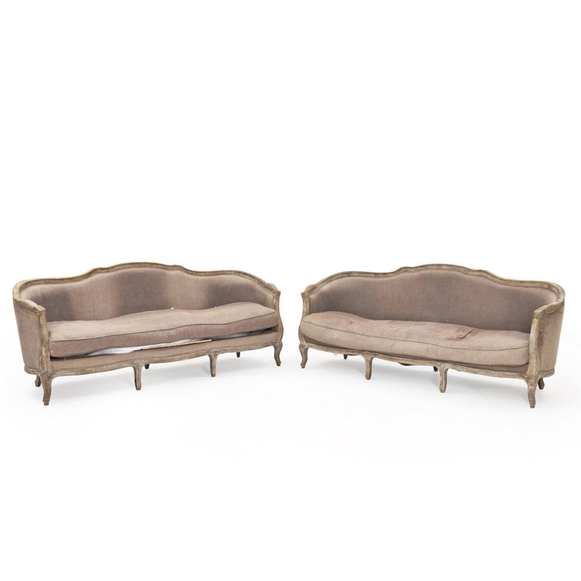 PAIR OF LOUIS XV-STYLE FRENCH COUNTRY SOFAS