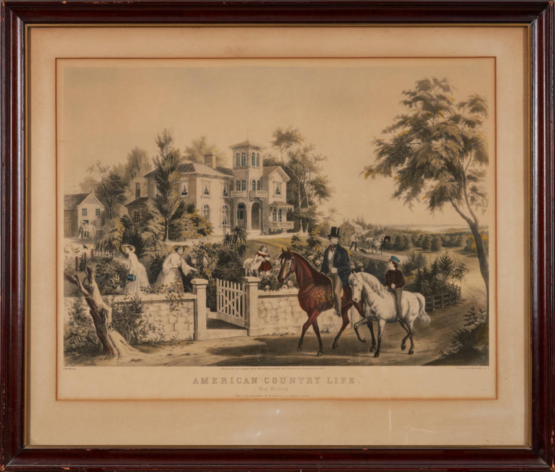 Frances F. (Fanny) Palmer (American, 1812-1876) 'American Country Life: May Morning' folio, 23 x...