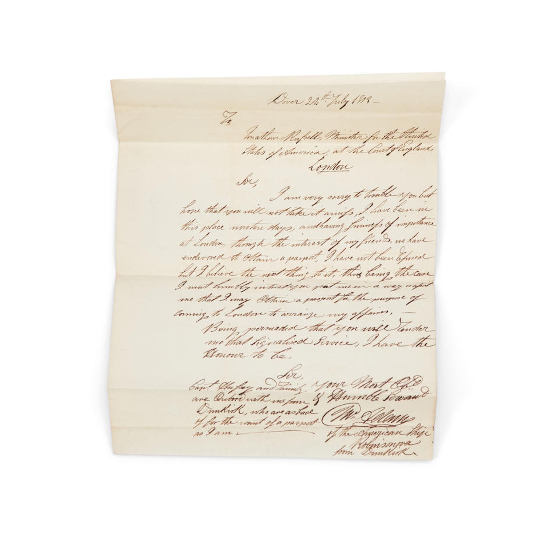 MARITIME DOCUMENTS. Two early-19th-century autograph letters signed.