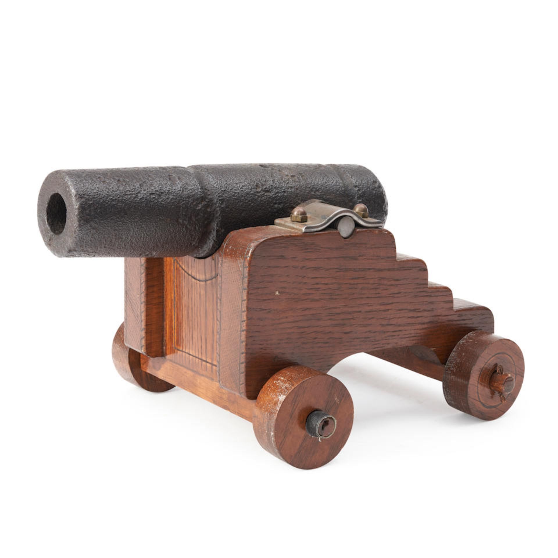 Miniature Cast Iron Naval Cannon and Carriage.