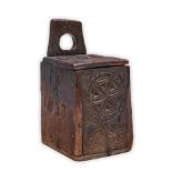 PRIMITIVE CARVED OAK BOX