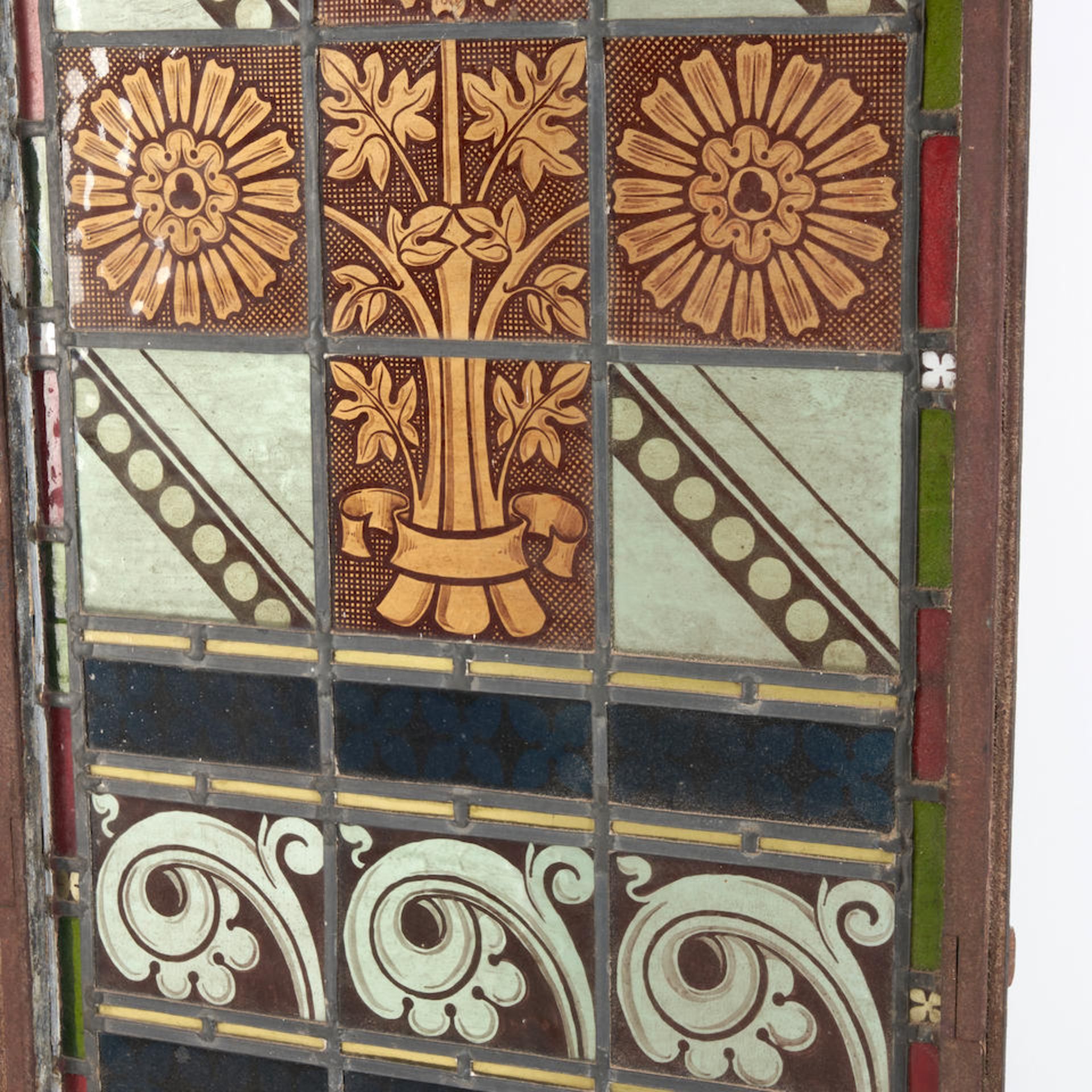 ARTS & CRAFTS STAINED GLASS PANEL - Image 3 of 4